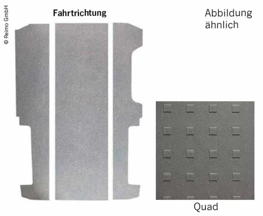 Bodenplatte VW T6/T5 LR V3000 3-tlg, 997 mm Dekor Quad Rechtslenker Vw Einstie
