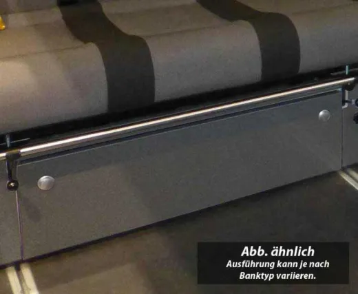 Frontblende für Schlafbank Ford Custom KR V3000 Gr.8 Dekor Basalt montiert.