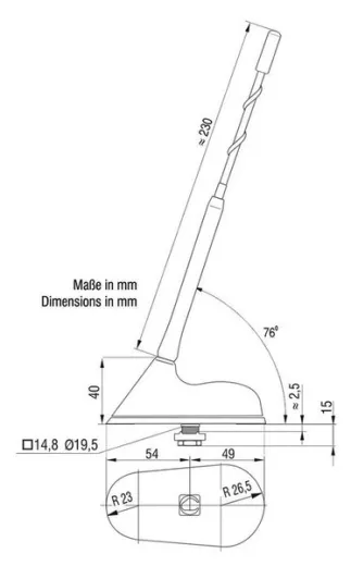 12V Dachantenne für Kastenwagen mit Metalldach