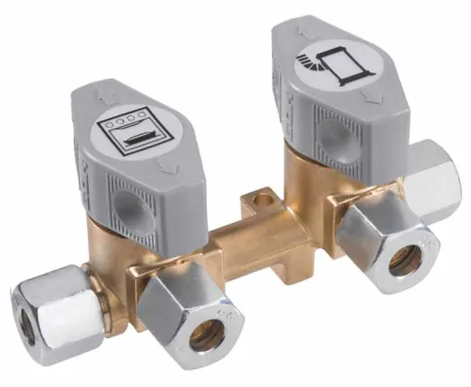 2-fach-Schnellschluss-Absperrventil für 10 mm Eingang und 8 mm Abgängen