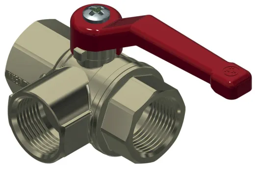 3 Wege Aluminium-Absperrhahn, 1/2 Innengewinde, mit langem Griff