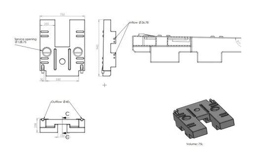 Abwassertank 75l für Kastenwagen Ducato/Jumper/Boxer 2018