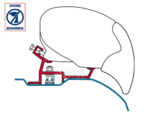 Adapter für Dachmarkisen F65, F65s und F65L 400 cm - Für Fiat Ducato und Baugleiche ab 2006