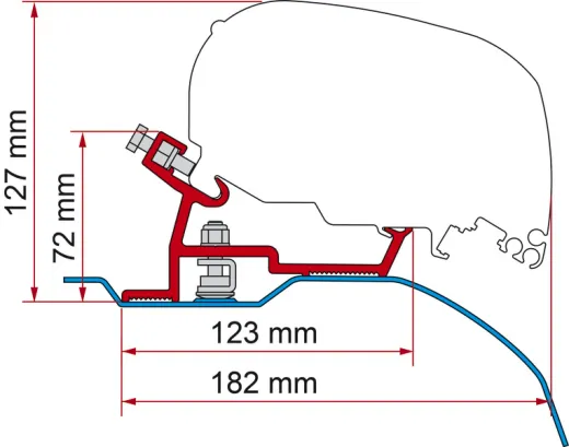 Adapter für Dachmarkisen F65, F65s und F65L 400 cm - Für Fiat Ducato und Baugleiche ab 2006