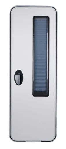 Aufbautür, Außen weiß, inkl. Fenster 220x1140mm + Rollo beige