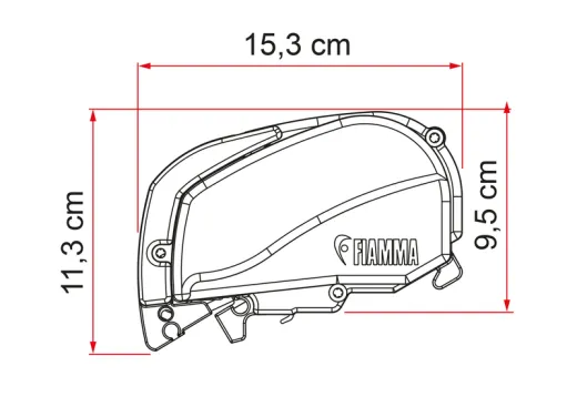 Dachmarkise F80S - Länge 3,7 m - Tuchfarbe Royal Grey - Gehäusefarbe Titanium