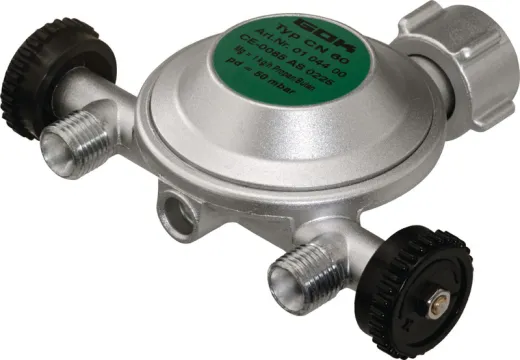 Druckregler mit 2 Abgängen - 50 mbar