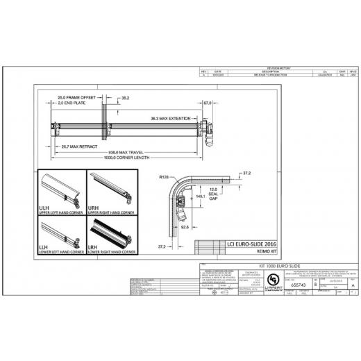 Euro Slide System Standard Kit - Für Auszugslänge 1000 mm