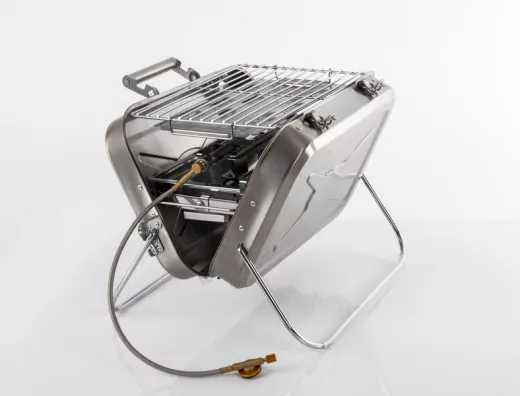 Koffergasgrill aus Edelstahl