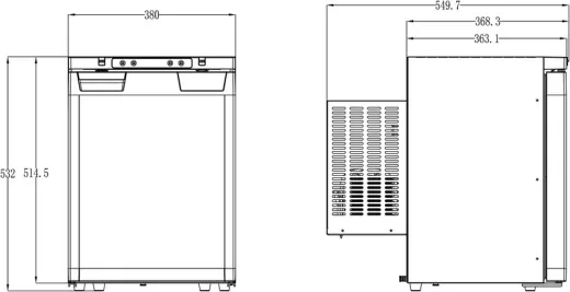 Kompressor-Einbaukühlschrank LR40L mit versetzbarer Kompressoreinheit