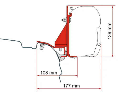 Multirail Adapter - Montageadapter für F45 VW T5/T6/T6.1 mit Reimo Multirail