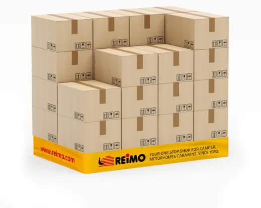 Palettenbanderole mit Reimo-Logo für Höhe einer Europalette