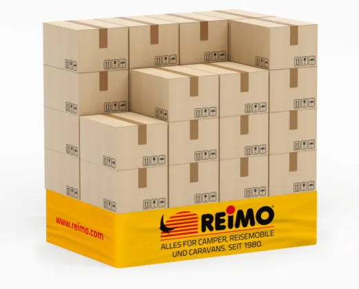 Palettenbanderole mit Reimo-Logo für Höhe von 2 Europaletten