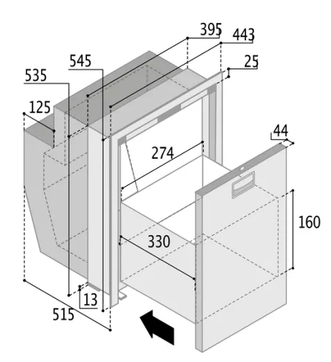 Vitrifrigo Edelstahl-Kühlschublade DW51 RFX 51L 12/24V