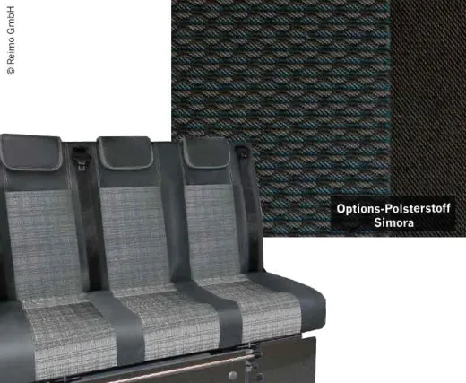 Schlafsitzbank VW T6 V3100 Gr.10 starr, 3-sitzig, Polster Simora T6 2 fbg.