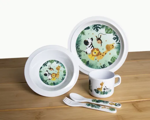 Kinder Melamin Geschirrset SAFARI 5-tlg.