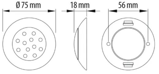 12V LED Spot, 75x18mm, 2,4W, 240 Lumen, 12 LEDs, Farbe: weiß
