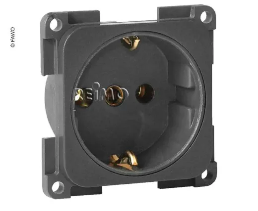 230V Steckdose Schuko. Schiefergrau. SB-verpackt.