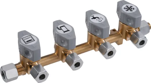 4-fach Schnellschluss-Absperrventil für 8mm Gasrohr