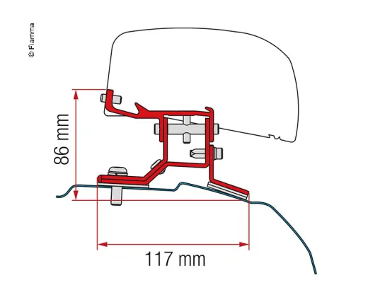 Adapter für Dachmarkise F40van Ford Transit Custom langer Radstand