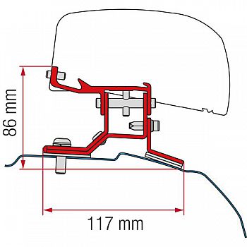 Adapter für Dachmarkise F40van Ford Transit Custom kurzer Radstand