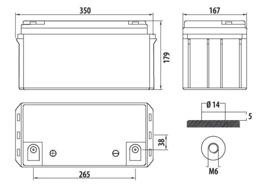 AGM Batterie 80Ah Carbest 350x167x179mm