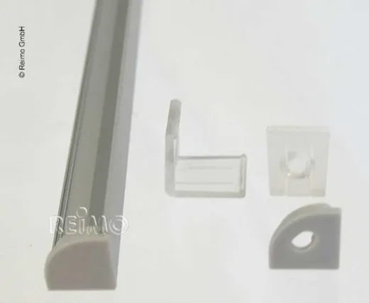 Aluminium Eckprofil 1,5m lang, Abdeckung + Clips; für LED-Bänder