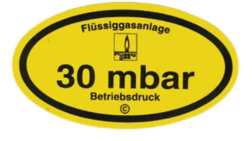 Aufkleber 30 mbar Betriebsdruck