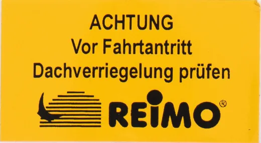 Aufkleber Dachverriegelung prüfen