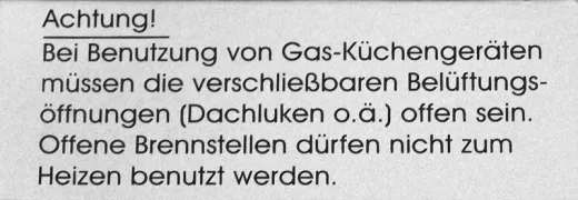 Aufkleber Gas-Küchengeräte