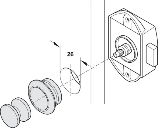 Aufschraub-Riegelschloss, Push-Lock einseitig bedienbar 25mm, braun