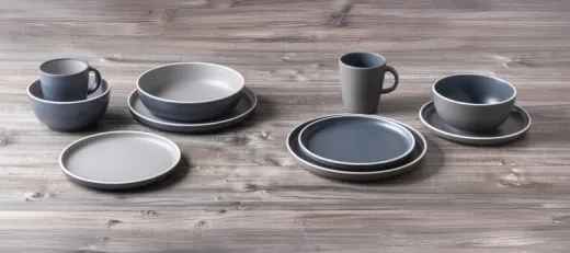 Brunner Melamin Geschirr-Set TRIOLY GREY 16-tlg, für 4 Pers.