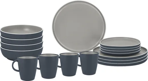 Brunner Melamin Geschirr-Set TRIOLY GREY 16-tlg, für 4 Pers.