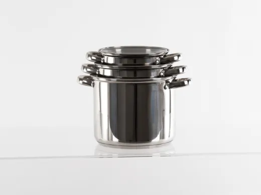 Camp4 Edelstahl-Topfset mit Glasdeckel - 6-teilig