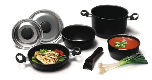 Camping-Topfset, Alu 7-teilig, schwarz