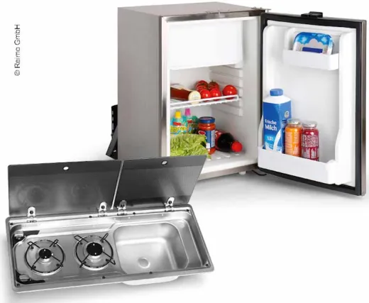 Campingbus-Ausbauset 50 KD - Kocher-Spülen-Kombination & Einbaukühlschrank