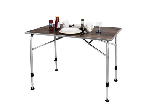 Campingtisch LEVI FAMILY 115x68x59-72cm, edles Holz-Design, wetterfest