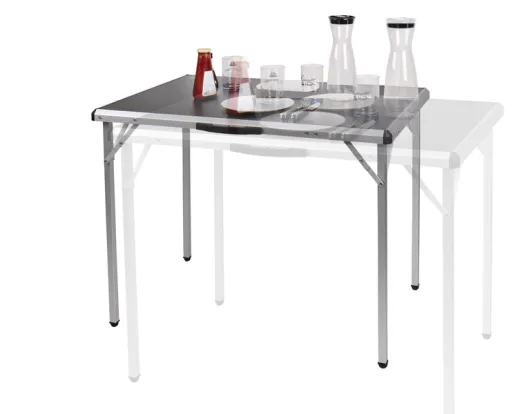 Campingtisch TORE 90x60x70cm, schwarze MDF-Tischplatte, Alu-Gestell