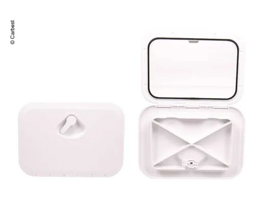 Carbest Revisionsklappe mit Verriegelung weiß, 2 Verschlussriegel 606x353mm