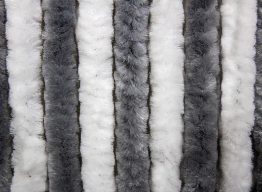Chenille-Flauschvorhang - 56 x 205 cm - Weiß / Grau