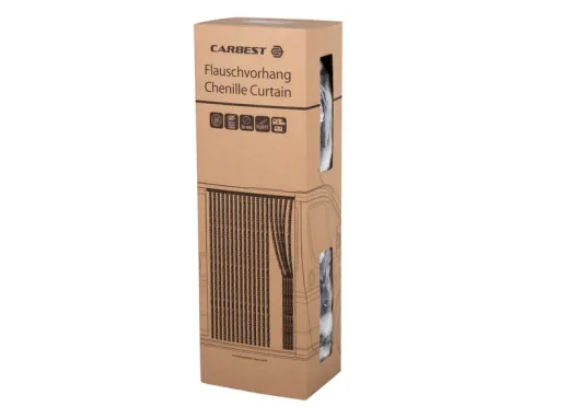 Chenille-Flauschvorhang - 56 x 205 cm - Weiß / Grau