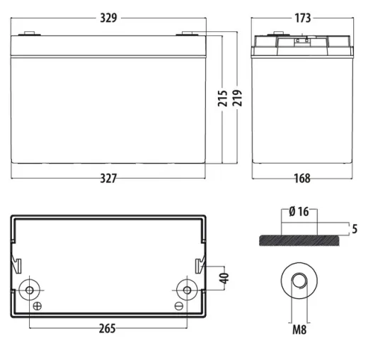 Deep-Cycle AGM-Power Line Batterie 120 Ah