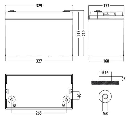 Deep-Cycle AGM-Power Line Batterie 120 Ah