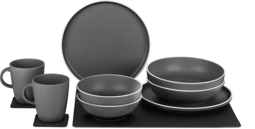 DOLOMIT MAGNETIC GREY, Geschirr-Set für 2 Personen