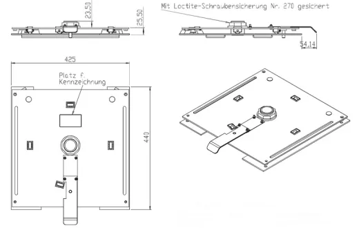 Drehkonsole, Flachsockel für VW T5 und T6, Beifahrerseite