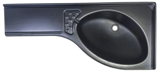 Eckwaschbecken - Mattschwarz - Ablage links