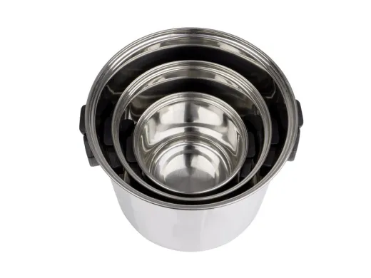 Edelstahl Topfset 6-tlg. mit abklappbaren Griffen und Glasdeckel