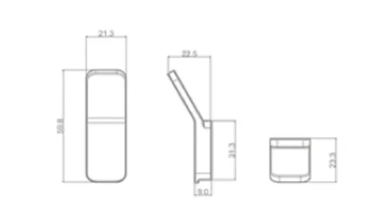 Einzelkleiderhaken Metall verchromt eckig, nicht klappbar,B22xH60