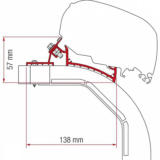 Adapter Markise F65L und F80S Arca Mobilvetta