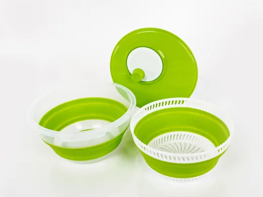 faltbare Salatschleuder, lime/weiß, auch Sieb & Schüssel, mit Deckel